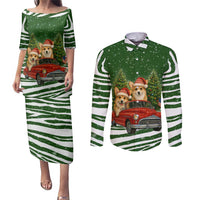 Pembroke Welsh Corgi Dog Xmas Christmas Couples Matching Puletasi and Long Sleeve Button Shirt Xmas Holiday Patterns - Wonder Print Shop