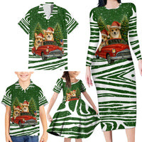 Pembroke Welsh Corgi Dog Xmas Christmas Family Matching Long Sleeve Bodycon Dress and Hawaiian Shirt Xmas Holiday Patterns - Wonder Print Shop
