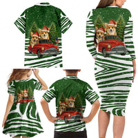 Pembroke Welsh Corgi Dog Xmas Christmas Family Matching Long Sleeve Bodycon Dress and Hawaiian Shirt Xmas Holiday Patterns - Wonder Print Shop