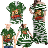 Pembroke Welsh Corgi Dog Xmas Christmas Family Matching Off Shoulder Maxi Dress and Hawaiian Shirt Xmas Holiday Patterns - Wonder Print Shop