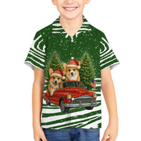 Pembroke Welsh Corgi Dog Xmas Christmas Family Matching Puletasi and Hawaiian Shirt Xmas Holiday Patterns - Wonder Print Shop