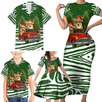 Pembroke Welsh Corgi Dog Xmas Christmas Family Matching Short Sleeve Bodycon Dress and Hawaiian Shirt Xmas Holiday Patterns - Wonder Print Shop