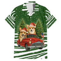 Pembroke Welsh Corgi Dog Xmas Christmas Family Matching Short Sleeve Bodycon Dress and Hawaiian Shirt Xmas Holiday Patterns - Wonder Print Shop