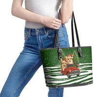 Pembroke Welsh Corgi Dog Xmas Christmas Leather Tote Bag Xmas Holiday Patterns - Wonder Print Shop