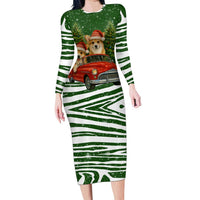 Pembroke Welsh Corgi Dog Xmas Christmas Long Sleeve Bodycon Dress Xmas Holiday Patterns - Wonder Print Shop