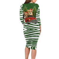 Pembroke Welsh Corgi Dog Xmas Christmas Long Sleeve Bodycon Dress Xmas Holiday Patterns - Wonder Print Shop