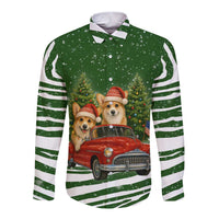 Pembroke Welsh Corgi Dog Xmas Christmas Long Sleeve Button Shirt Xmas Holiday Patterns - Wonder Print Shop