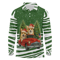 Pembroke Welsh Corgi Dog Xmas Christmas Long Sleeve Polo Shirt Xmas Holiday Patterns - Wonder Print Shop