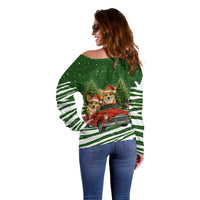 Pembroke Welsh Corgi Dog Xmas Christmas Off Shoulder Sweater Xmas Holiday Patterns - Wonder Print Shop