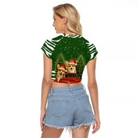 Pembroke Welsh Corgi Dog Xmas Christmas Raglan Cropped T Shirt Xmas Holiday Patterns - Wonder Print Shop