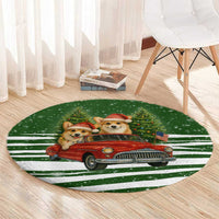 Pembroke Welsh Corgi Dog Xmas Christmas Round Carpet Xmas Holiday Patterns - Wonder Print Shop