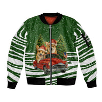 Pembroke Welsh Corgi Dog Xmas Christmas Sleeve Zip Bomber Jacket Xmas Holiday Patterns - Wonder Print Shop