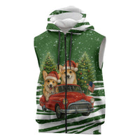 Pembroke Welsh Corgi Dog Xmas Christmas Sleeveless Zip Hoodie Xmas Holiday Patterns - Wonder Print Shop