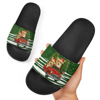 Pembroke Welsh Corgi Dog Xmas Christmas Slide Sandals Xmas Holiday Patterns - Wonder Print Shop