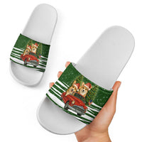 Pembroke Welsh Corgi Dog Xmas Christmas Slide Sandals Xmas Holiday Patterns - Wonder Print Shop