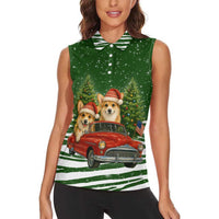 Pembroke Welsh Corgi Dog Xmas Christmas Women Sleeveless Polo Shirt Xmas Holiday Patterns - Wonder Print Shop