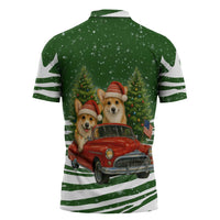 Pembroke Welsh Corgi Dog Xmas Christmas Zipper Polo Shirt Xmas Holiday Patterns - Wonder Print Shop
