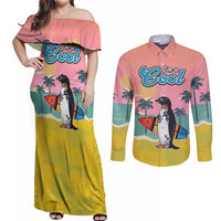 Penguin Im So Cool Christmas Couples Matching Off Shoulder Maxi Dress and Long Sleeve Button Shirt Xmas Holiday Patterns - Wonder Print Shop