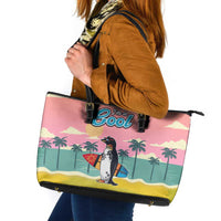 Penguin Im So Cool Christmas Leather Tote Bag Xmas Holiday Patterns - Wonder Print Shop