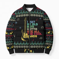 Christmas Vintage Guitar Bomber Puffer Jacket Xmas Holiday Patterns - Wonder Print Shop