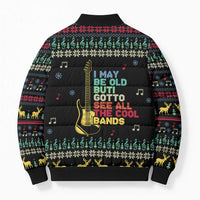 Christmas Vintage Guitar Bomber Puffer Jacket Xmas Holiday Patterns - Wonder Print Shop