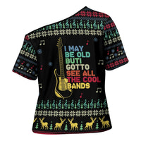 Christmas Vintage Guitar Cross Shoulder Shirt Xmas Holiday Patterns - Wonder Print Shop