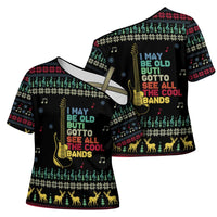 Christmas Vintage Guitar Cross Shoulder Shirt Xmas Holiday Patterns - Wonder Print Shop