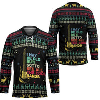 Christmas Vintage Guitar Hockey Jersey Xmas Holiday Patterns - Wonder Print Shop