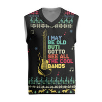Christmas Vintage Guitar Christmas Knitted V-Neck Vest Xmas Holiday Patterns - Wonder Print Shop