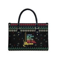 Christmas Vintage Guitar Leather Bag Xmas Holiday Patterns - Wonder Print Shop