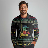 Christmas Vintage Guitar Long Sleeve Polo Shirt Xmas Holiday Patterns - Wonder Print Shop