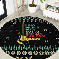 Christmas Vintage Guitar Round Carpet Xmas Holiday Patterns - Wonder Print Shop
