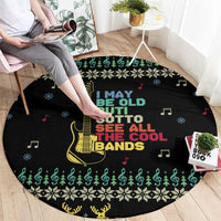 Christmas Vintage Guitar Round Carpet Xmas Holiday Patterns - Wonder Print Shop