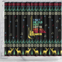 Christmas Vintage Guitar Shower Curtain Xmas Holiday Patterns - Wonder Print Shop