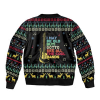 Christmas Vintage Guitar Sleeve Zip Bomber Jacket Xmas Holiday Patterns - Wonder Print Shop