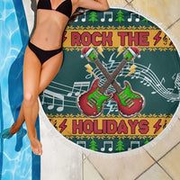 Rock The Holidays Guitar Christmas Beach Blanket Xmas Holiday Patterns - Wonder Print Shop