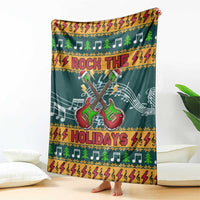 Rock The Holidays Guitar Christmas Blanket Xmas Holiday Patterns - Wonder Print Shop