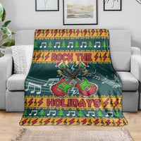 Rock The Holidays Guitar Christmas Blanket Xmas Holiday Patterns - Wonder Print Shop