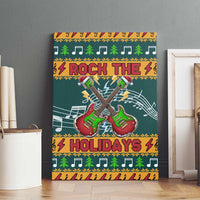 Rock The Holidays Guitar Christmas Canvas Wall Art Xmas Holiday Patterns - Wonder Print Shop