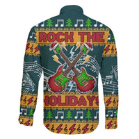 Rock The Holidays Guitar Christmas Family Matching Off The Shoulder Long Sleeve Dress and Hawaiian Shirt Xmas Holiday Patterns - Wonder Print Shop