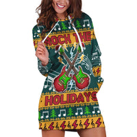 Rock The Holidays Guitar Christmas Hoodie Dress Xmas Holiday Patterns - Wonder Print Shop