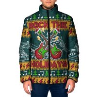 Rock The Holidays Guitar Christmas Padded Jacket Xmas Holiday Patterns - Wonder Print Shop