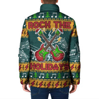 Rock The Holidays Guitar Christmas Padded Jacket Xmas Holiday Patterns - Wonder Print Shop