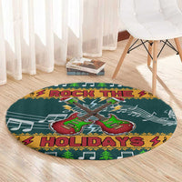Rock The Holidays Guitar Christmas Round Carpet Xmas Holiday Patterns - Wonder Print Shop