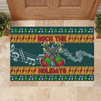 Rock The Holidays Guitar Christmas Rubber Doormat Xmas Holiday Patterns - Wonder Print Shop