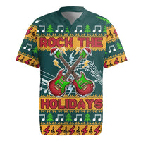 Rock The Holidays Guitar Christmas Rugby Jersey Xmas Holiday Patterns - Wonder Print Shop