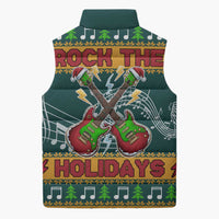 Rock The Holidays Guitar Christmas Sleeveless Puffer Jacket Xmas Holiday Patterns - Wonder Print Shop