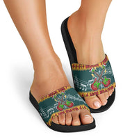 Rock The Holidays Guitar Christmas Slide Sandals Xmas Holiday Patterns - Wonder Print Shop