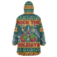 Rock The Holidays Guitar Christmas Wearable Blanket Hoodie Xmas Holiday Patterns - Wonder Print Shop