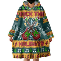Rock The Holidays Guitar Christmas Wearable Blanket Hoodie Xmas Holiday Patterns - Wonder Print Shop